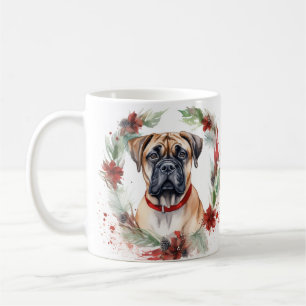 Bullmastiff Christmas Wreath Festive Pup  Coffee Mug