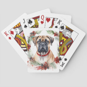 Bullmastiff Christmas Wreath Festive Pup Playing Cards