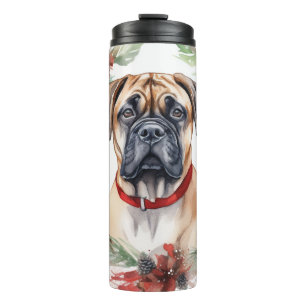 Bullmastiff Christmas Wreath Festive Pup  Thermal Tumbler