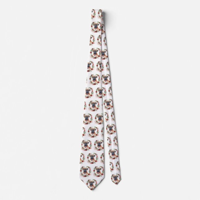Bullmastiff Christmas Wreath Festive Pup  Tie (Front)