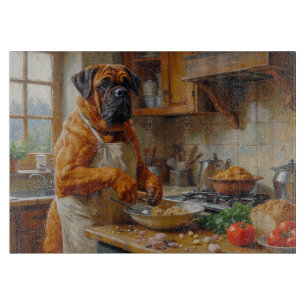 Bullmastiff Cooking in Kitchen Cutting Board