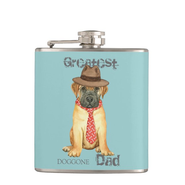Bullmastiff Dad Hip Flask (Front)