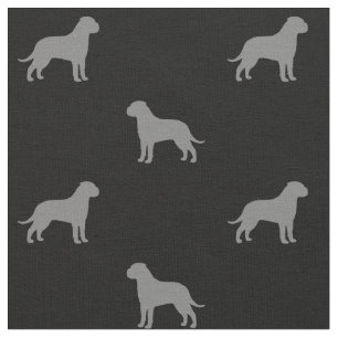 Bullmastiff Dog Breed Silhouettes Patterned Fabric