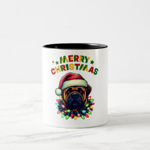 Bullmastiff Dog Christmas Hat Xmas Two-Tone Coffee Mug
