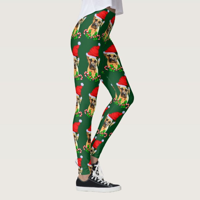 Bullmastiff Dog Christmas Leggings (Right)