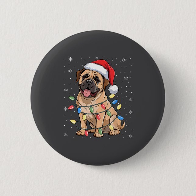 Bullmastiff Dog Christmas Tree Lights Dogs Xmas Pa 6 Cm Round Badge (Front)