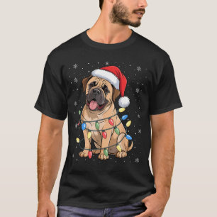 Bullmastiff Dog Christmas Tree Lights Dogs Xmas Pa T-Shirt