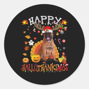 Bullmastiff Dog Halloween Christmas Dog Happy Hall Classic Round Sticker