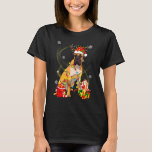 Bullmastiff Dog Reindeer Santa Christmas Dogs Paja T-Shirt