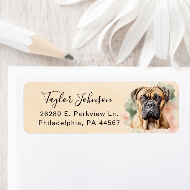 Bullmastiff Dog Return Address Label (Insitu)