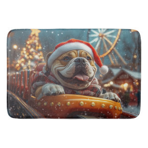 Bullmastiff Dog Roller Coaster Christmas Bath Mat