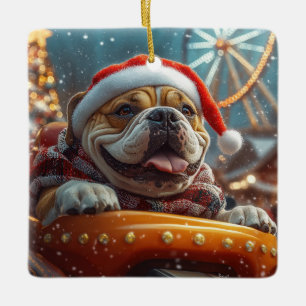 Bullmastiff Dog Roller Coaster Christmas  Ceramic Ornament