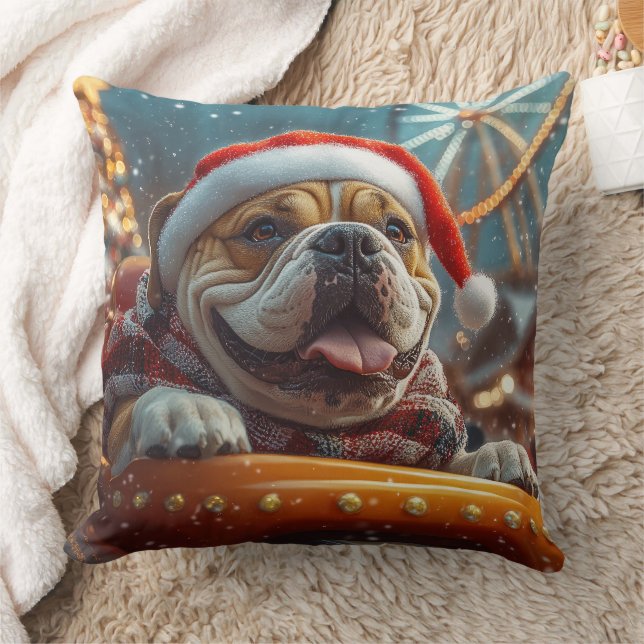 Bullmastiff Dog Roller Coaster Christmas  Cushion (Blanket)