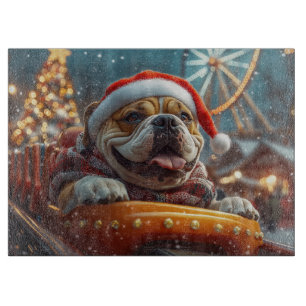 Bullmastiff Dog Roller Coaster Christmas Cutting Board