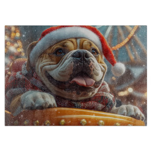 Bullmastiff Dog Roller Coaster Christmas Cutting Board
