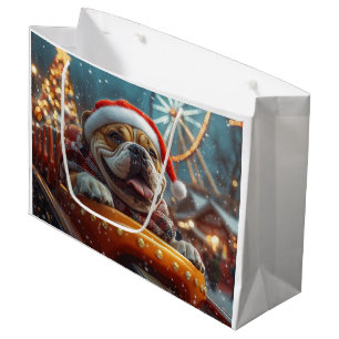 Bullmastiff Dog Roller Coaster Christmas Large Gift Bag