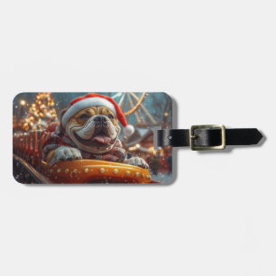 Bullmastiff Dog Roller Coaster Christmas  Luggage Tag