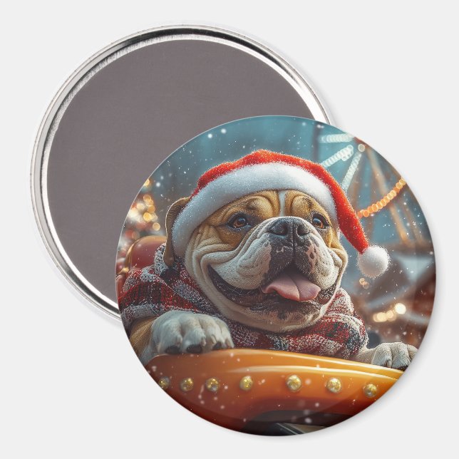 Bullmastiff Dog Roller Coaster Christmas  Magnet (Front/Back)