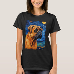 Bullmastiff Dog Starry Night Painting T-Shirt