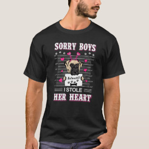 Bullmastiff Dog Valentines Day I Stole Her Heart V T-Shirt