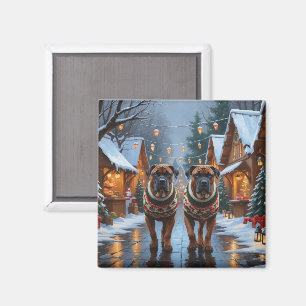 Bullmastiff Dogs Christmas Snow Holiday  Magnet