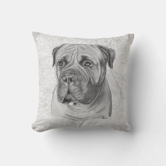 Bullmastiff Drawing Cushion (Front)