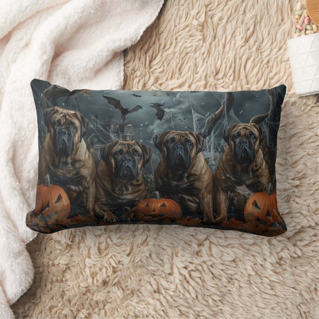 Bullmastiff Halloween Night Doggy Delight Lumbar Cushion (Blanket)