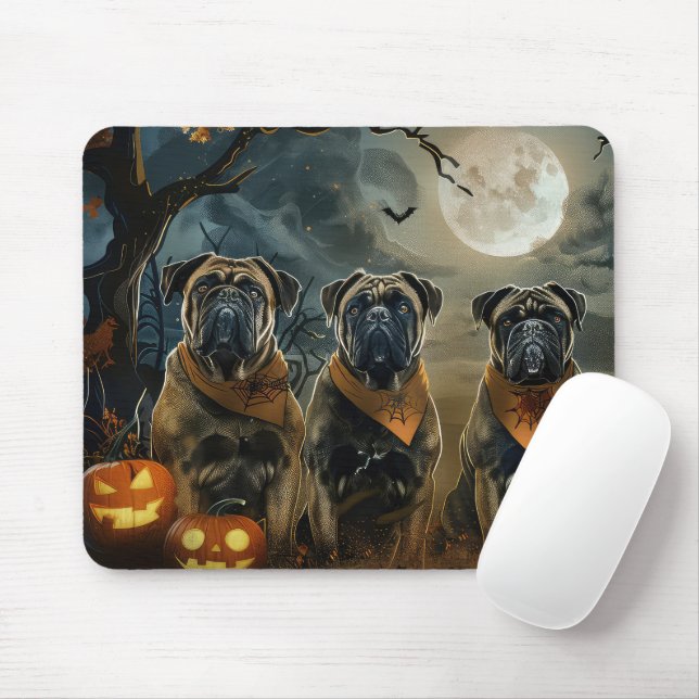 Bullmastiff Halloween Spooky Mouse Pad (With Mouse)
