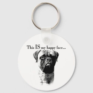Bullmastiff Happy Face Keychain