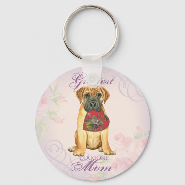 Bullmastiff Heart Mum Keychain (Front)