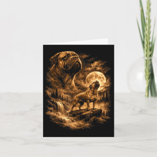 Bullmastiff Howling Moon Dog Fantasy Forrest Card