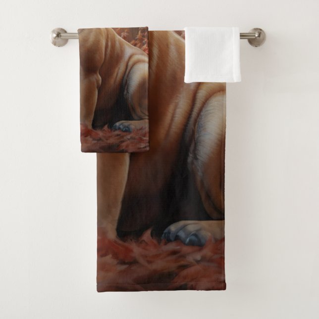 Bullmastiff  in Autumn Leaves Fall Inspire Bath Towel Set (Insitu)