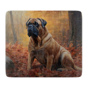 Bullmastiff in Autumn Leaves Fall Inspire Cutting Board