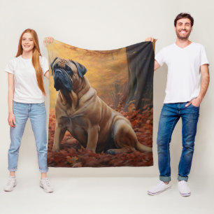 Bullmastiff  in Autumn Leaves Fall Inspire Fleece Blanket