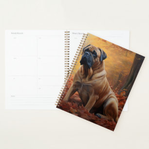 Bullmastiff in Autumn Leaves Fall Inspire Planner