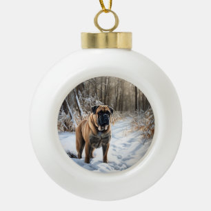 Bullmastiff Let It Snow Christmas Ceramic Ball Christmas Ornament