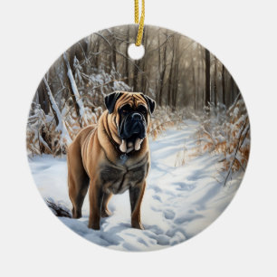 Bullmastiff Let It Snow Christmas Ceramic Ornament