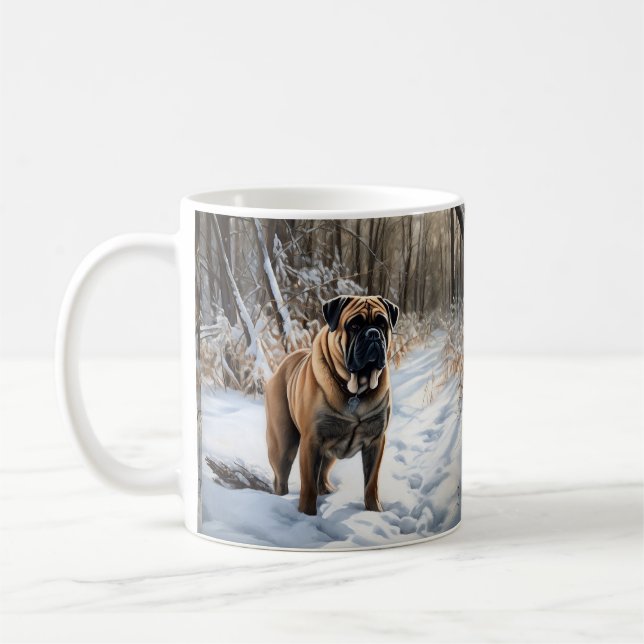 Bullmastiff Let It Snow Christmas Coffee Mug (Left)