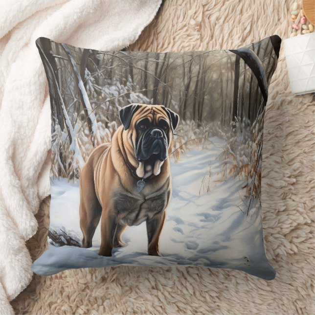 Bullmastiff Let It Snow Christmas Cushion (Blanket)