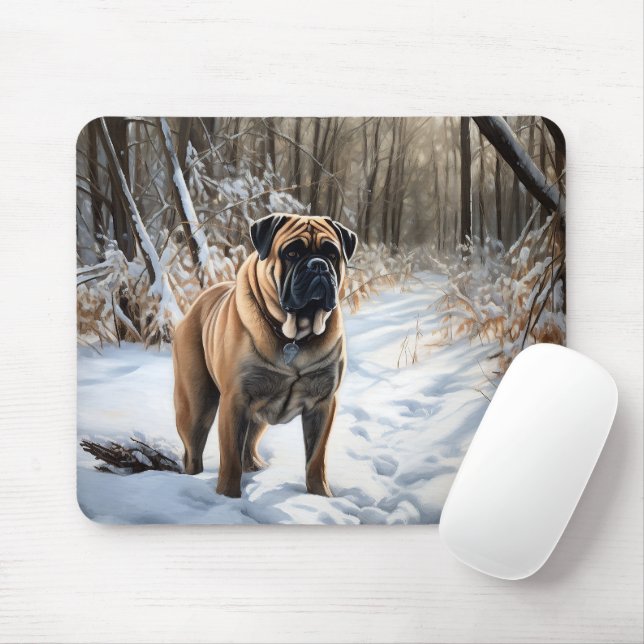 Bullmastiff Let It Snow Christmas Mouse Pad (With Mouse)
