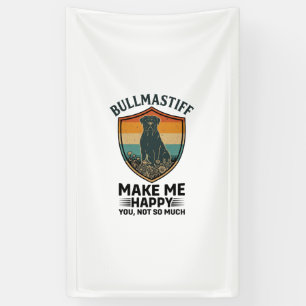 Bullmastiff Make Me Happy Dog Shield Retro Sunset Banner