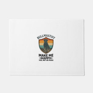 Bullmastiff Make Me Happy Dog Shield Retro Sunset Doormat
