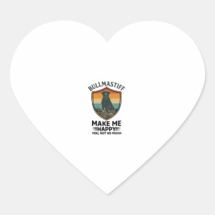 Bullmastiff Make Me Happy Dog Shield Retro Sunset Heart Sticker