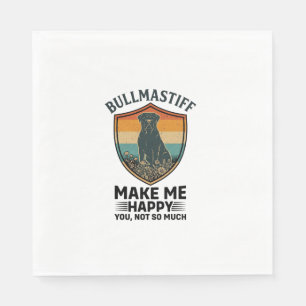 Bullmastiff Make Me Happy Dog Shield Retro Sunset Napkin