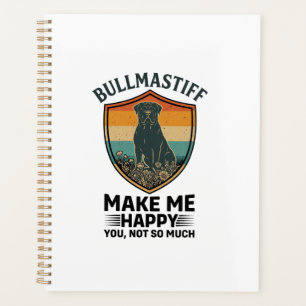 Bullmastiff Make Me Happy Dog Shield Retro Sunset Planner