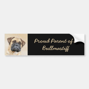 Bullmastiff Painting - Cute Original Dog Art Bumper Sticker
