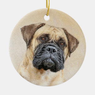 Bullmastiff Painting - Cute Original Dog Art Ceramic Ornament
