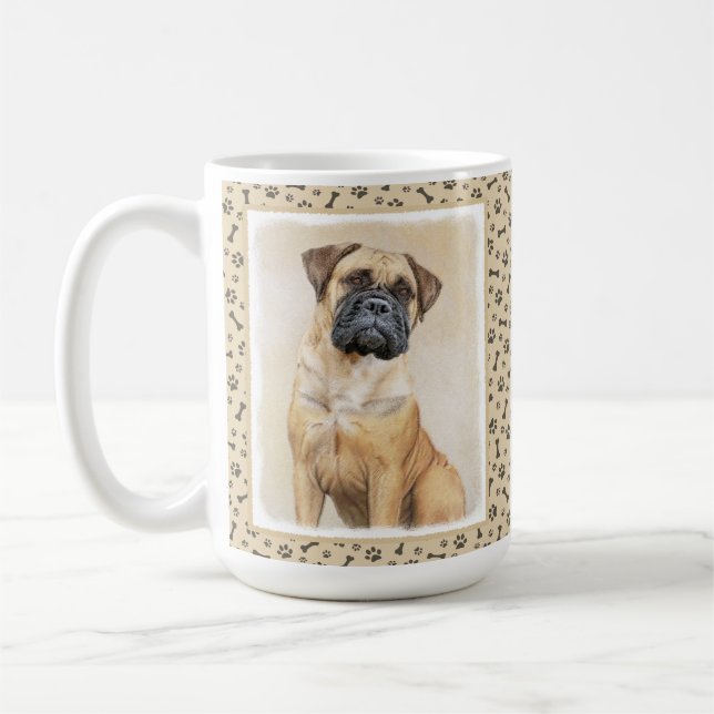 Bullmastiff Painting - Cute Original Dog Art Coffee Mug (Left)
