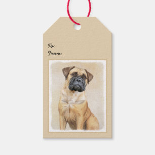 Bullmastiff Painting - Cute Original Dog Art Gift Tags