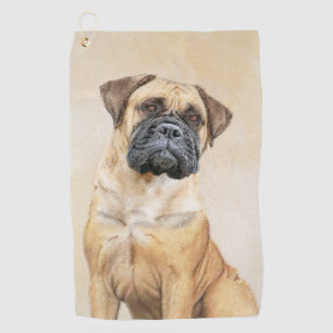 Bullmastiff Painting - Cute Original Dog Art Golf Towel